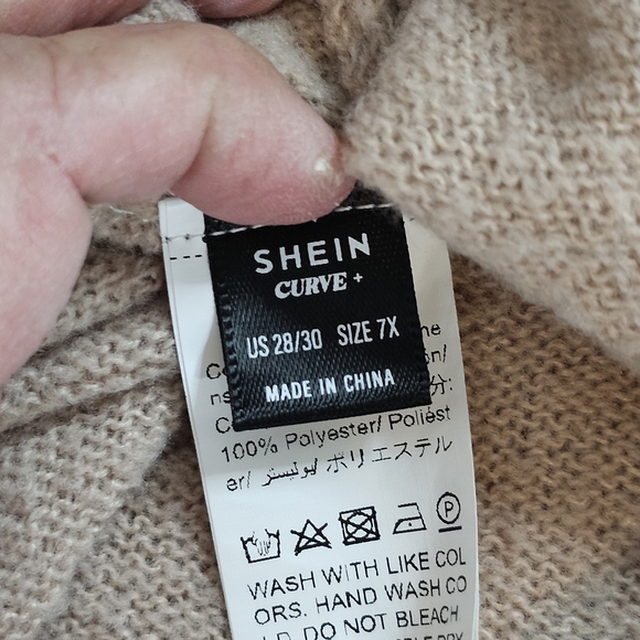 SHEIN V-Neck Soft Sweater Beige NEW Size 7XL - Picture 5 of 5